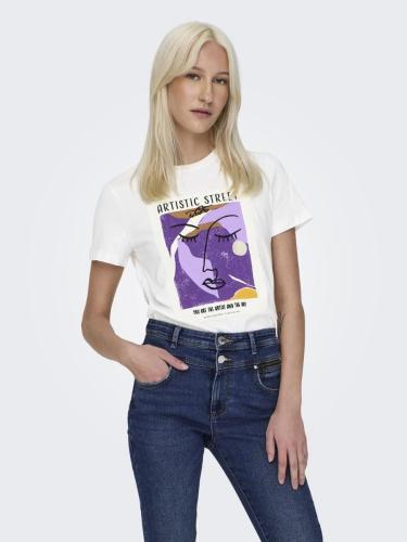 Only Camilla Γυναικεία Κοντομάνικη T-Shirt Μπλούζα 15316959 Λευκό